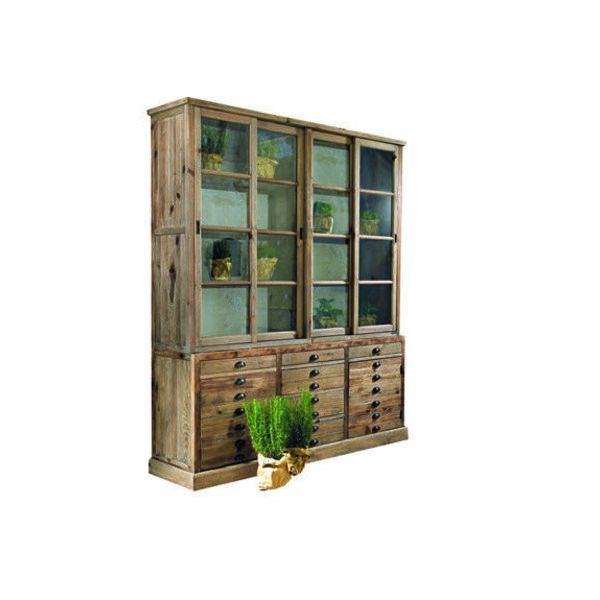 Vetrina in Pino Vecchio 4 Ante Scorrevoli Guarnieri Arnica