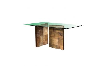 Tavolo Basso in Olmo Vecchio Vetri Temperati Guarnieri Zenzero CM180X90X78