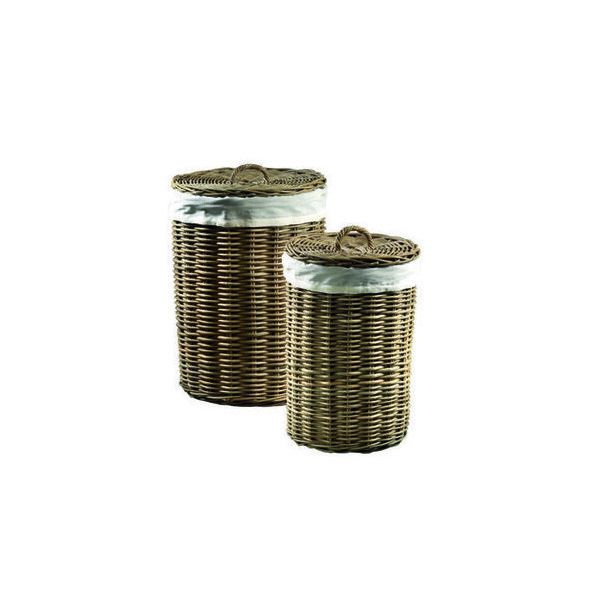 Set 2 Cesti Rattan Coperchio E Fodera Guarnieri Peonia