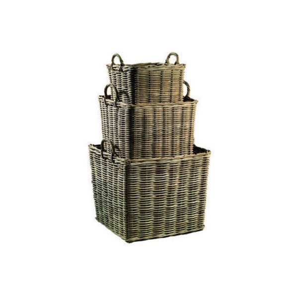 Set 3 Cesti Rattan Naturale con Manici Guarnieri Rabarbaro Q