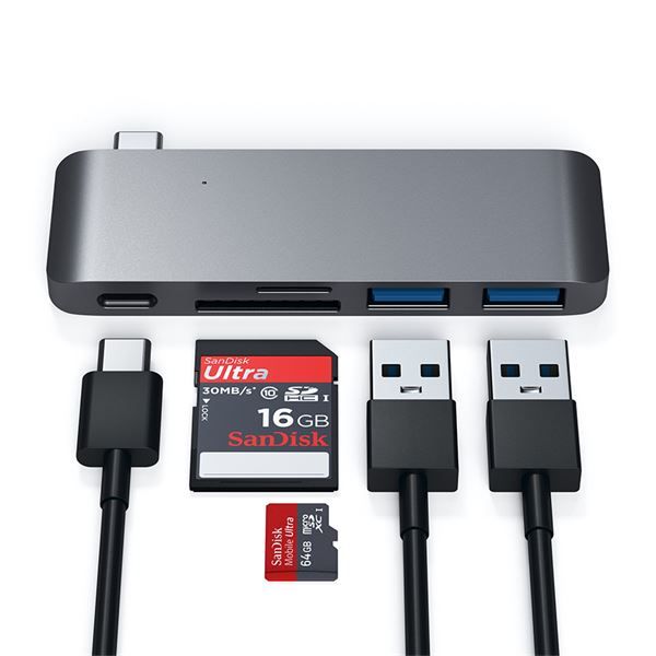 Hub Usb-c Con Card Reader E Porta Usb-c Pass-through Space Gray - Satechi - STC.ST-TCUPM