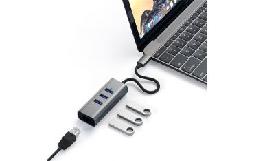 Hub Usb-c 2-in- 1 - 3 Porte Usb 3.0 + Ethernet Space Gray - Satechi - STC.ST-TC2N1USB31AM