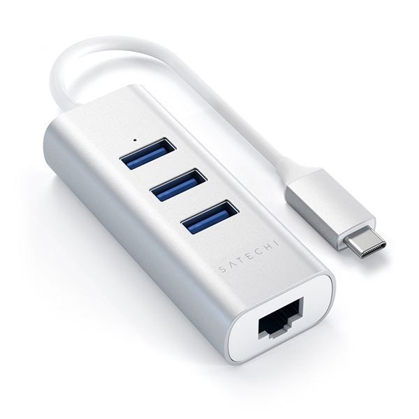 Hub Usb-c 2-in- 1 - 3 Porte Usb 3.0 + Ethernet Silver - Satechi - STC.ST-TC2N1USB31AS