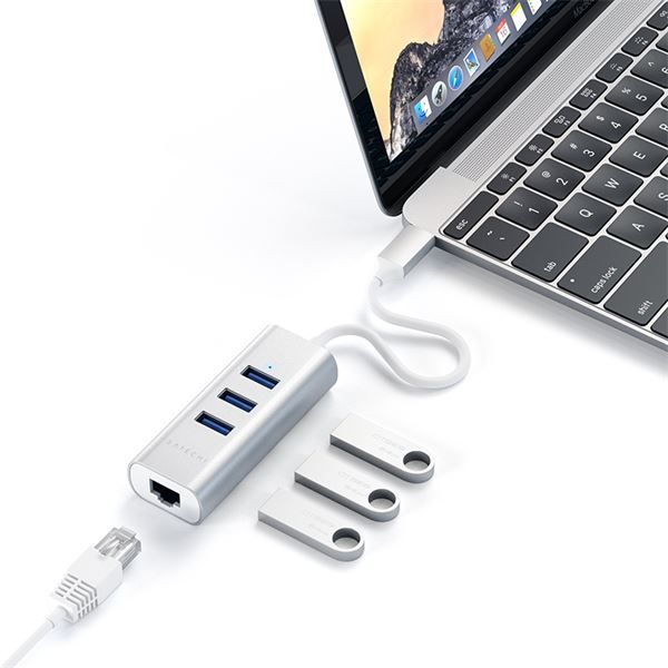 Hub Usb-c 2-in- 1 - 3 Porte Usb 3.0 + Ethernet Silver - Satechi - STC.ST-TC2N1USB31AS