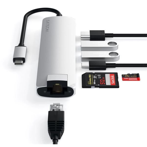 Hub Slim Usb-c Multiporta Con Adattatore Ethernet - Silver - Satechi - STC.ST-UCSMA3S