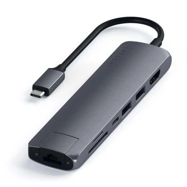 Hub Slim Usb-c Multiporta Con Adattatore Ethernet - Space Gray - Satechi - STC.ST-UCSMA3M