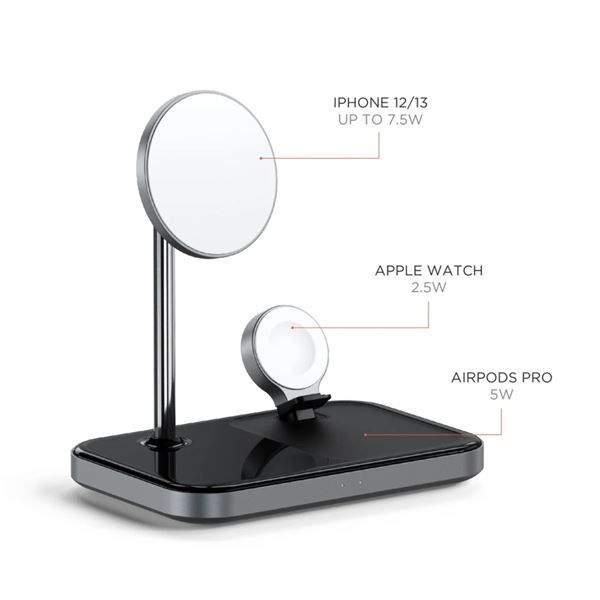 Stand Di Ricarica Wireless 3in1 - Space Gray - Satechi - STC.ST-WMCS3M