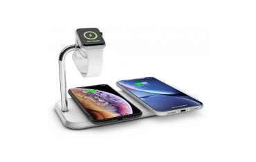 Tappetino Di Ricarica Wireless Qi Doppio + Watch 10w - Alluminio Bianco - Zens - ZNS.ZEDC05W/00