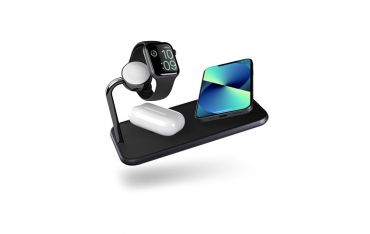 Tappetino Di Ricarica Wireless Qi Doppio + Watch 10w - Alluminio Nero - Zens - ZNS.ZEDC05B/00