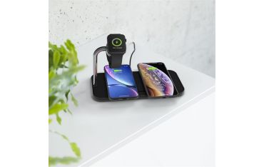 Tappetino Di Ricarica Wireless Qi Doppio + Watch 10w - Alluminio Nero - Zens - ZNS.ZEDC05B/00