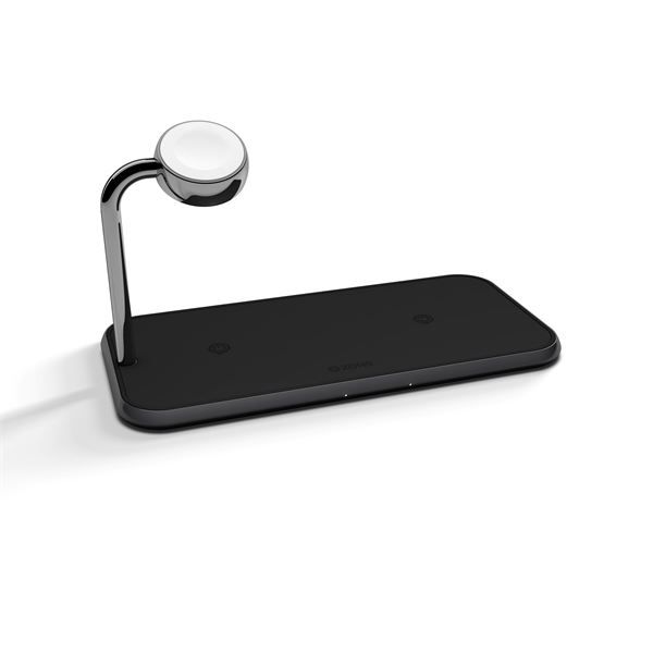 Tappetino Di Ricarica Wireless Qi Doppio + Watch 10w - Alluminio Nero - Zens - ZNS.ZEDC05B/00