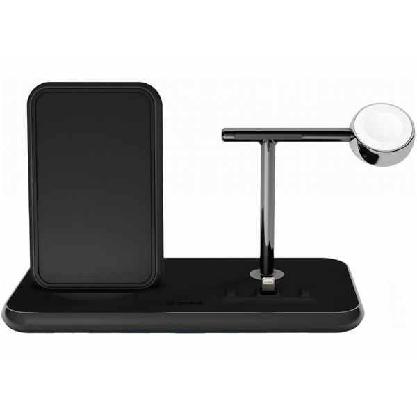 Supporto Ricarica Wireless Qi + Lightning Dock + Watch - Alluminio Nero - Zens - ZNS.ZEDC07B/00