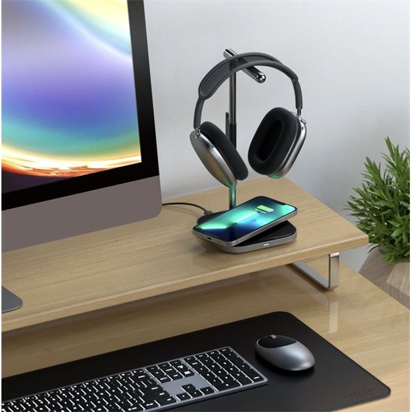 Stand Per Cuffie Con Ricarica Wireless 2in1 - Space Gray - Satechi - STC.ST-UCHSMCM