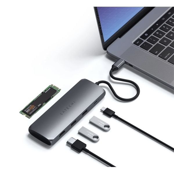 Hub Usb-c Hybrid Multiport Adapter Con Ssd - Space Gray - Satechi - STC.ST-UCHSEM