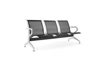 Panca 3 Posti In Acciaio Microforato Serena Group Nero - SJ840K-3