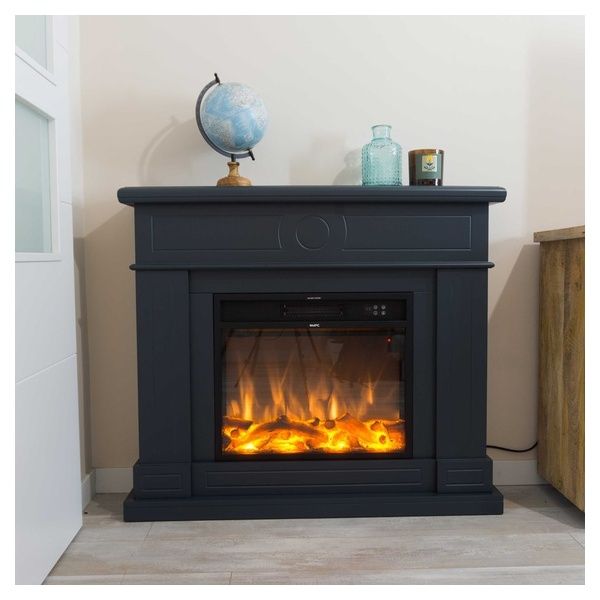 BALDERIA Camino Elettrico Da Terra Naran - 2000W Con Effetto Fiamma 3D - Vano Decorativo, Telecomando, Grigio - 4