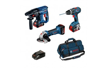 Kit Bosch 18V - Martello GBH 18V-20 Avvitatore GSB 18 V-28 Smerigliatrice GWS 18 V-LI