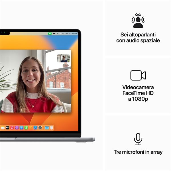 Macbook Air 15\" M2 Chip 8-core Cpu 10-core Gpu 512gb - Grigio Siderale - Apple - APP.MQKQ3T/A