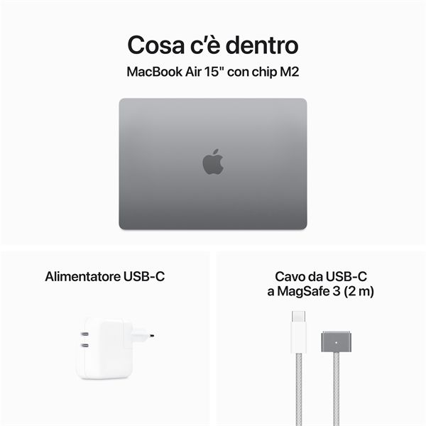 Macbook Air 15\" M2 Chip 8-core Cpu 10-core Gpu 512gb - Grigio Siderale - Apple - APP.MQKQ3T/A