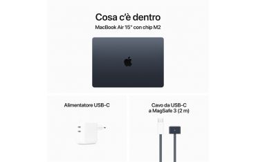 Macbook Air 15\" M2 Chip 8-core Cpu 10-core Gpu 256gb - Mezzanotte - Apple - APP.MQKW3T/A