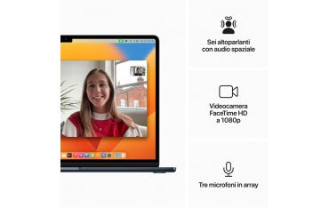 Macbook Air 15\" M2 Chip 8-core Cpu 10-core Gpu 512gb - Mezzanotte - Apple - APP.MQKX3T/A