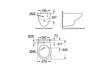 Vaso - Bidet Sospesi Grohe Ceramics Serie Bau con CopriWC Softclose e Rimless