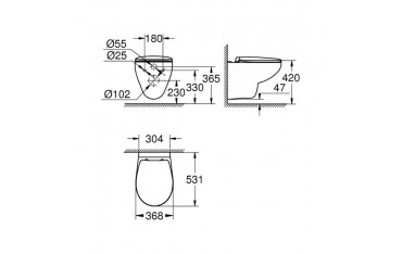 Vaso - Bidet Sospesi Grohe Ceramics Serie Bau con CopriWC Softclose e Rimless