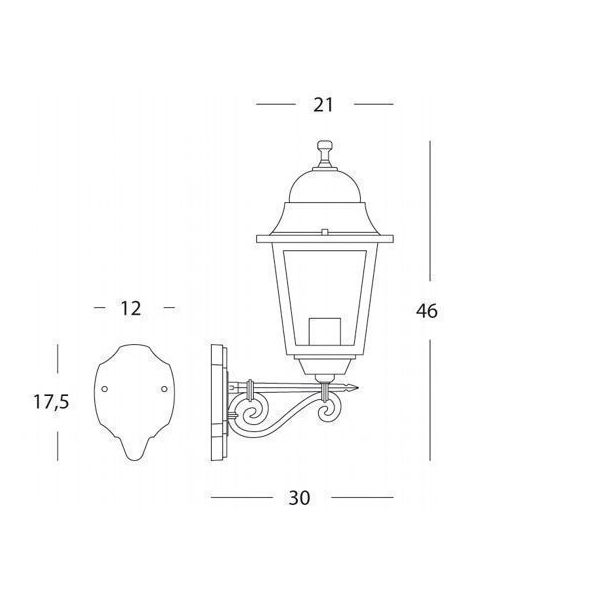 Applique In Alto Grande E27 Sovil Amalfi Nero - 319/06