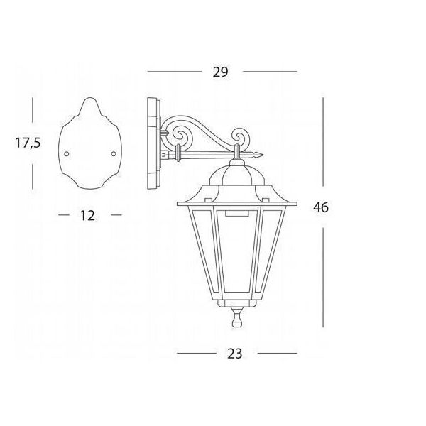 Applique In Basso Grande E27 Sovil Assisi Nero - 993/06