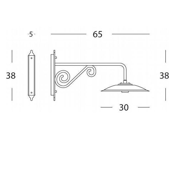 Applique Lunga Piccola E27 Sovil Borgo Grafite - 928/16
