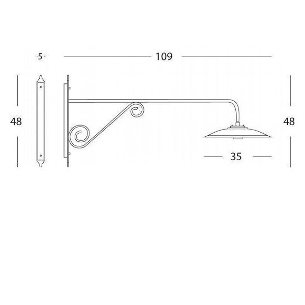 Applique Lunga Grande E27 Sovil Borgo Grafite - 929/16