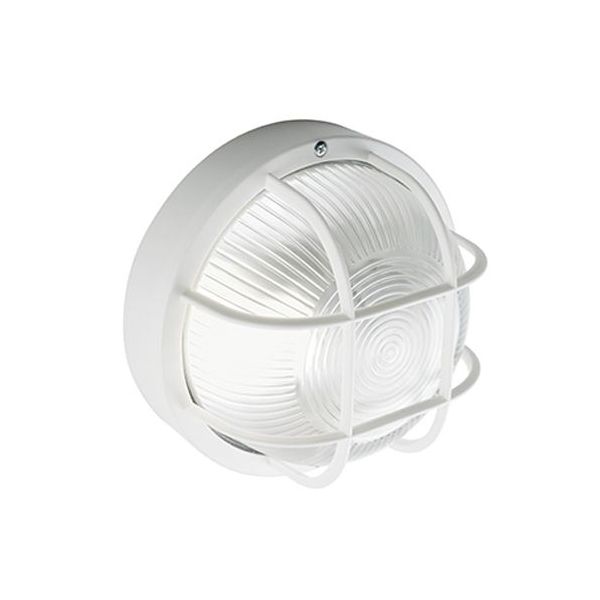 Plafoniera In Resina Con Gabbia E27 Sovil Echo Tonda Bianco - 48/02