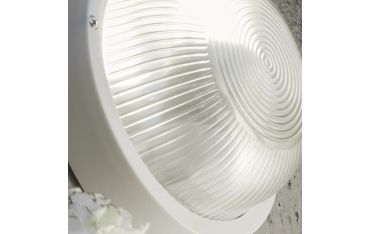 Plafoniera In Resina Con Gabbia E27 Sovil Echo Tonda Bianco - 48/02