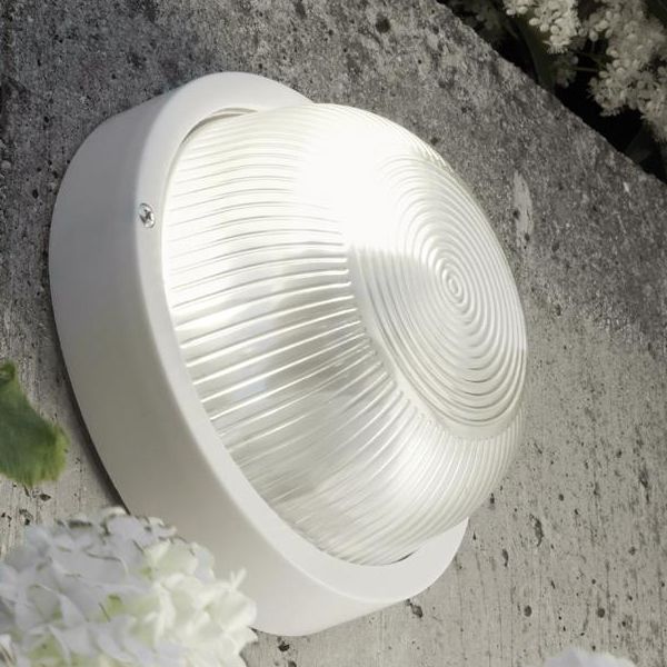 Plafoniera In Resina Con Gabbia E27 Sovil Echo Tonda Bianco - 48/02