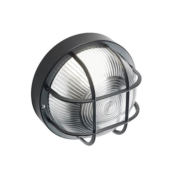 Plafoniera In Resina Con Gabbia E27 Sovil Echo Tonda Nero - 48/06