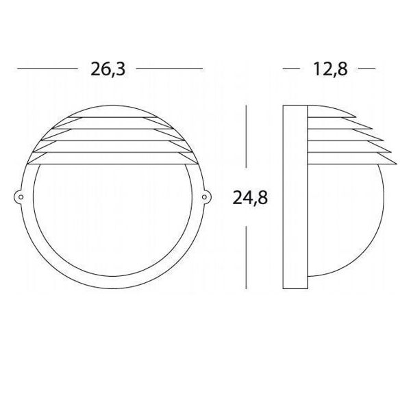 Applique Grande Tonda E27 Sovil Palpebra Tonda Nero - 790/06