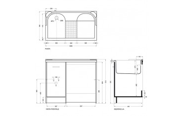 Lavatoio Copri Lavatrice con Vasca Sinistra Domestica Colavene 106x50x90 - DL1052B