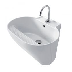 Lavabo Sospeso o Da Appoggio Tino Colavene 60x50x30 Bianco Lucido - LATN6050