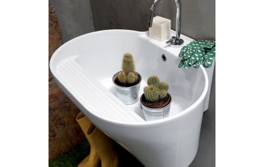 Lavabo Sospeso o Da Appoggio Tino Colavene 60x50x30 Bianco Lucido - LATN6050